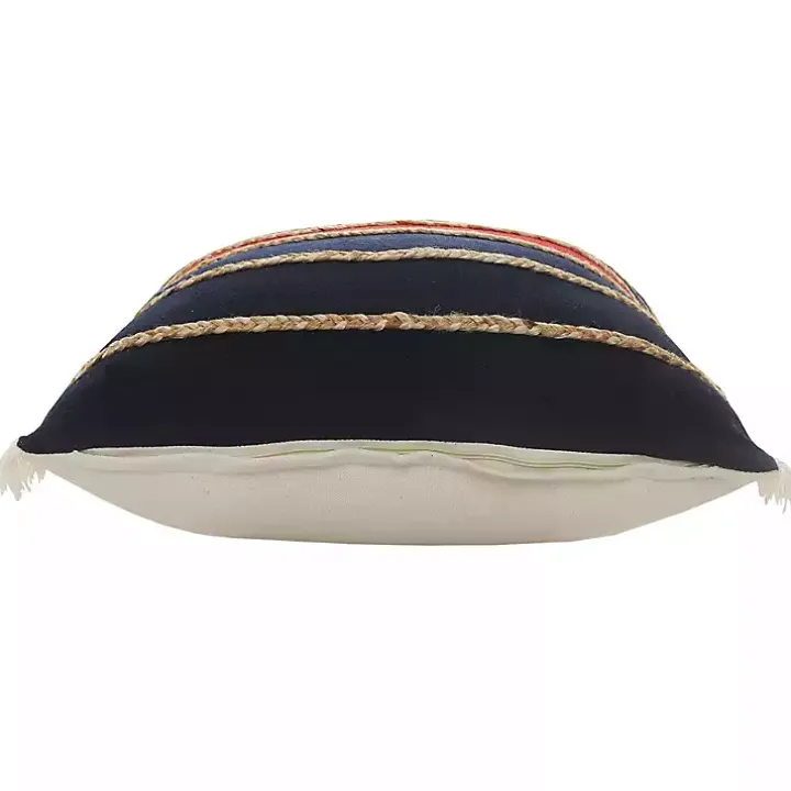 Red & Navy Nautical Rope Throw Pillow, 24x24