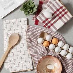 Red & White Woven Patterns 5-pc. Dish Towel Set