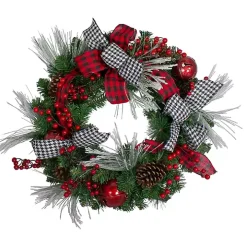 Red and Black Bow Wreath