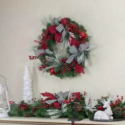 Red and Black Bow Wreath