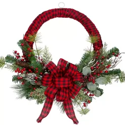 Red and Black Buffalo Check Pine and Berry Wreath