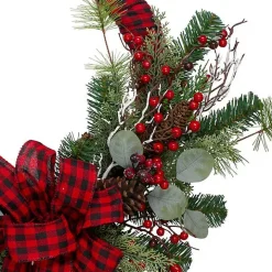 Red and Black Buffalo Check Pine and Berry Wreath
