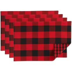 Red and Black Gingham Placemats, Set of 4