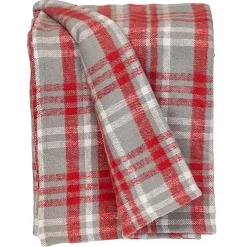 Red and Gray Plaid Cotton Throw