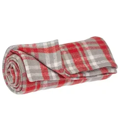 Red and Gray Plaid Cotton Throw