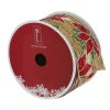 Red and Green Poinsettia 16 yard Christmas Ribbon