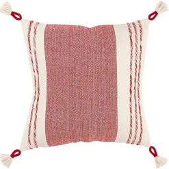 Red and Ivory Color Block Pillow