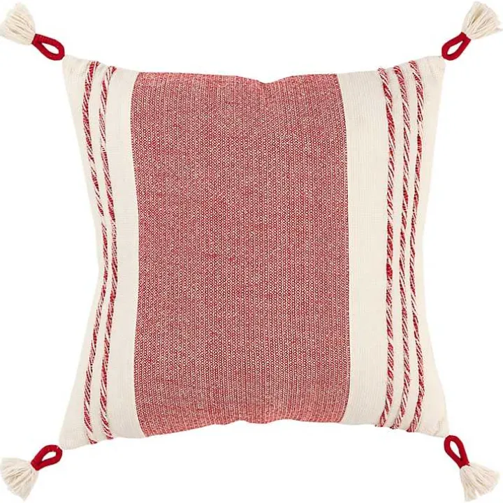 Red and Ivory Color Block Pillow