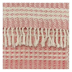 Red and Ivory Striped Cotton Throw