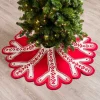 Red and White Snowflake Shaped Tree Skirt