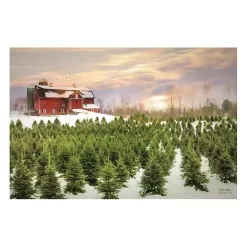 Red Barn and Christmas Tree Farm Canvas Art Print