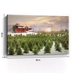 Red Barn and Christmas Tree Farm Canvas Art Print
