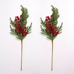Red Berries & Bells Christmas Stems, Set of 2