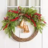 Red Berries and Gold Bells Half Wreath