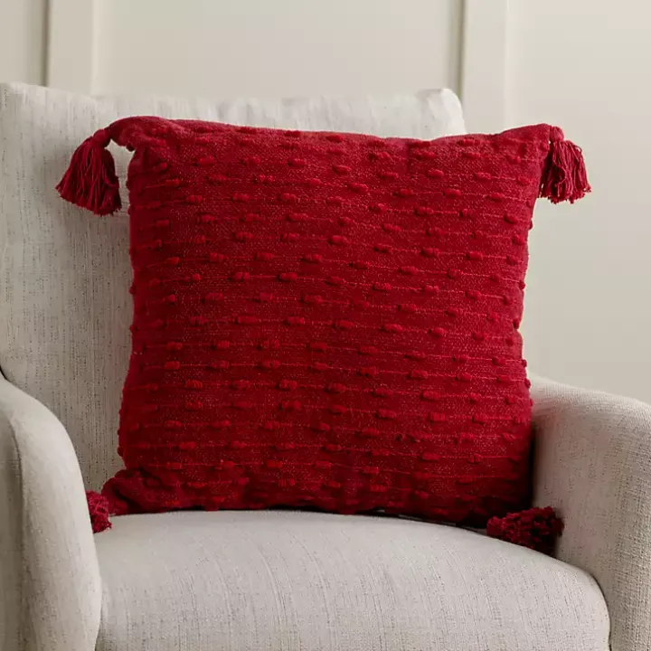 Red Chenille Swiss Dot Pillow, 22 in.