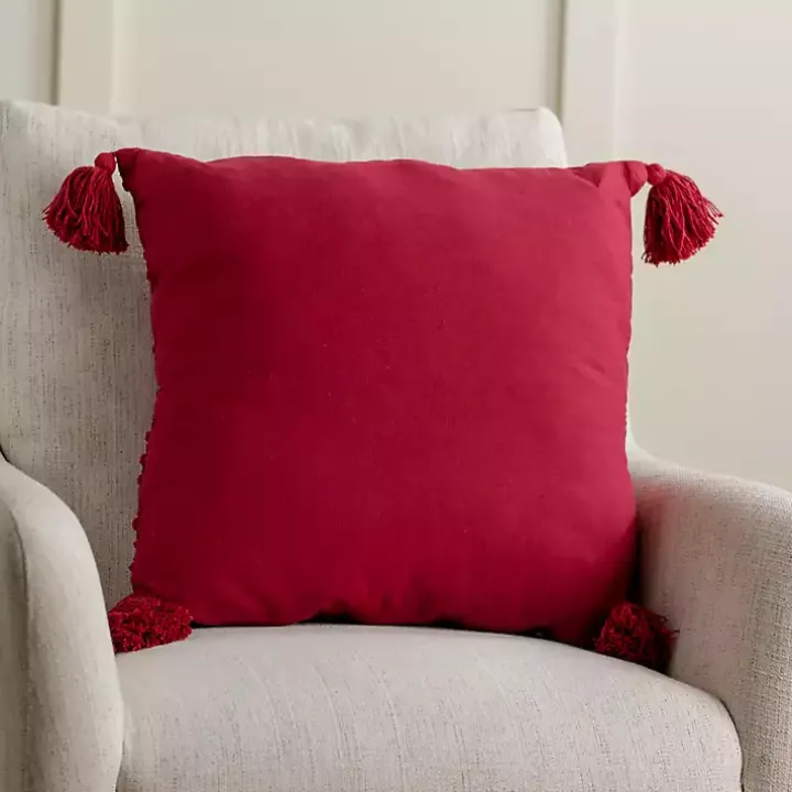 Red Chenille Swiss Dot Pillow, 22 in.