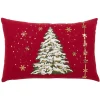 Red Christmas Tree LED Accent Pillow