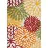Red Floral Burst Outdoor Area Rug, 5x7