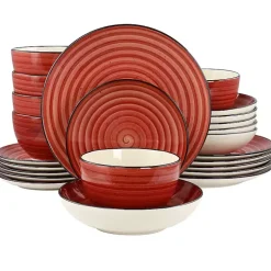 Red Gia Stoneware 24-pc. Dinnerware Set