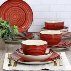 Red Gia Stoneware 24-pc. Dinnerware Set
