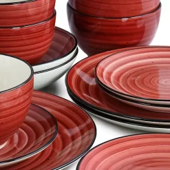 Red Gia Stoneware 24-pc. Dinnerware Set