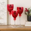 Red Glass Hurricane Charismas, Set of 3