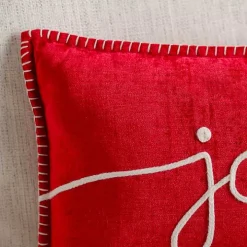 Red Joy Embroidered Lumbar Pillow
