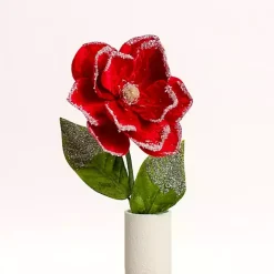 Red Magnolia Christmas Stems, Set of 2