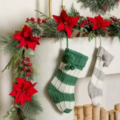 Red Poinsettia Christmas Garland