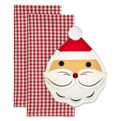 Red Santa Gingham 3-pc. Dishtowel & Potholder Set