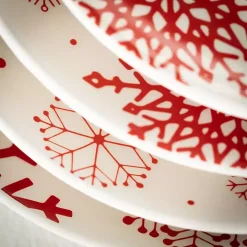 Red Snowflake Plates, Set of 4