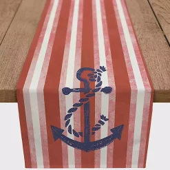Red Stripes and Anchor Table Runner, 90 in.