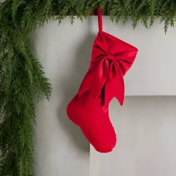 Red Velvet Bow Christmas Stocking