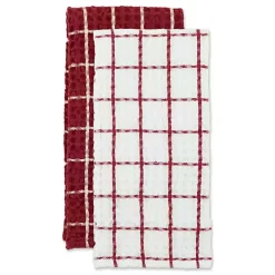 Red Windowpane Oversized Dish Towels, Set of 2
