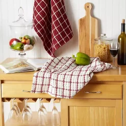 Red Windowpane Oversized Dish Towels, Set of 2