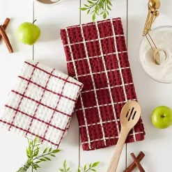 Red Windowpane Oversized Dish Towels, Set of 2