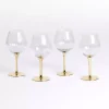 Ripple Gold Base Goblet Wine Glasses, Set of 4