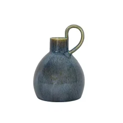 Round Blue Oversized Handle Jug Vase