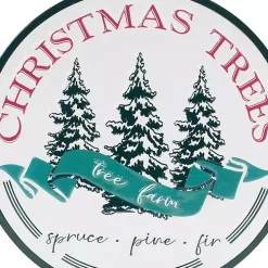 Round Christmas Tree Farm Metal Wall Plaque