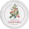 Round Merry Christmas Holly Tree Wall Plaque