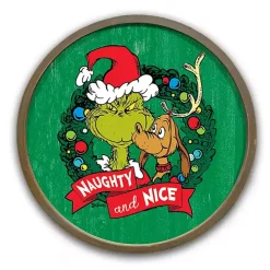 Round Naughty and Nice Grinch Wall Plaque