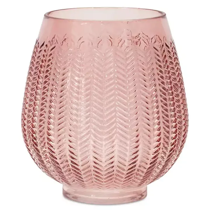 Round Pink Textured Glass Vase, 8 in.