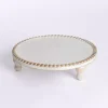 Round White Wood Beaded Riser, 13 in.