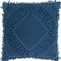 Royal Blue Diamond Fringe Throw Pillow
