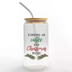 Running on Coffee & Christmas Music Glass Tumbler