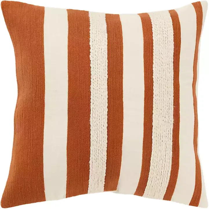 Rust and Ivory Ozzy Striped Pillow