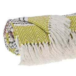 Rust and Neon Herringbone Multi Striped Throw