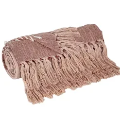 Rust Slub Striped Tassel Throw
