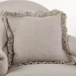 Rustic Beige Ruffled Edge Throw Pillow