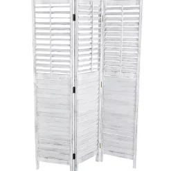 Rustic White Shutter Trifold Room Divider